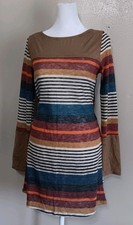 NWT Striped Boho Long Sleeve Dress Size Small, Colorful Slip On Mini Summer