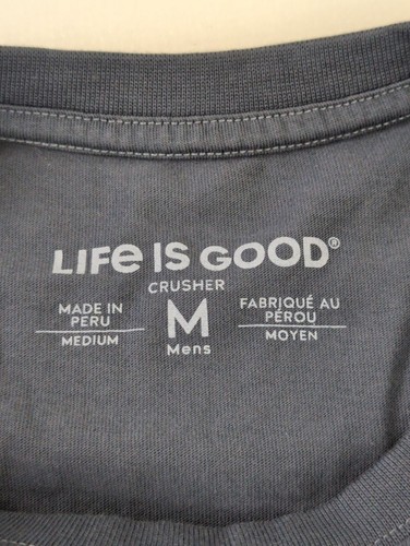 Life Is Good T-Shirt Herren M Blau Langarm Verschneit Berghütte Winter - Bild 6 von 9