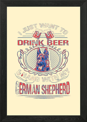 German Shepherd Framed Wall Art Poster Canvas Print Picture