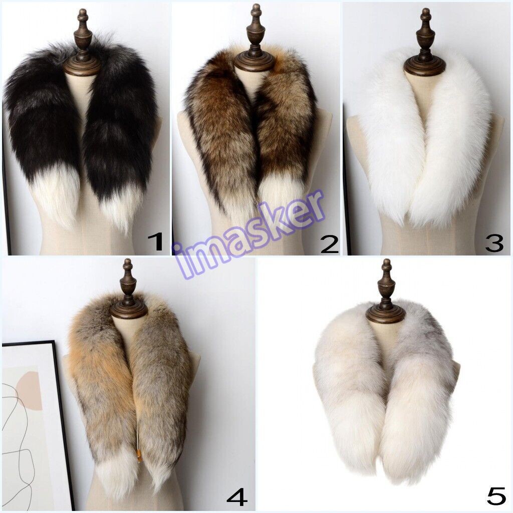 100% Real Fox Fur Genuine Scarf Collar Shawl Scarves Wrap Stole Neck Warmer Gift