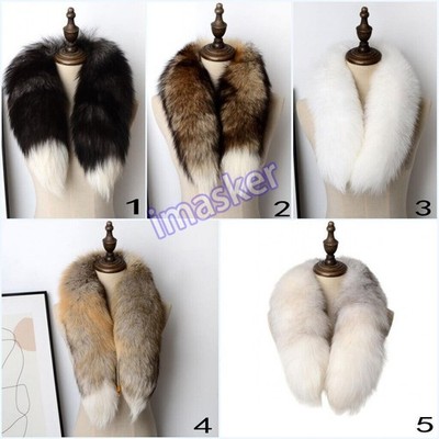 100% Real Fox Fur Genuine Scarf Collar Shawl Scarves Wrap Stole Neck Warmer Gift