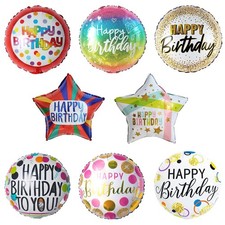 40 Pcs 18 Inch Happy Birthday Balloon Round Shape Foil Mylar helium Balloons ...