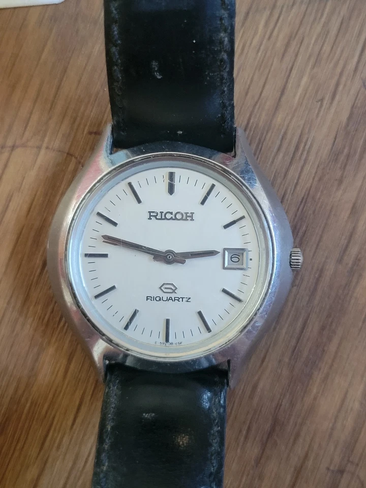 Ricoh Riquartz Montre Bracelet Homme Date En Acier Pile À Changer P2715 - Photo 1/4