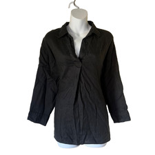 UNIQLO Black V Neck Tunic Shirt Womens Size XL Relaxed Casual