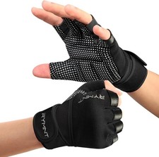 Workout Gloves with Wrist Wrap Support, Weight Lifting Small, Aron Black