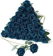 30pcs Fake Roses Artificial Silk Flowers Long Stems Bouquet for Wedding Bridal S