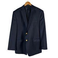 Lauren Ralph Lauren Blazer Men's 44R Navy Wool Gold Button Sport Coat Classic