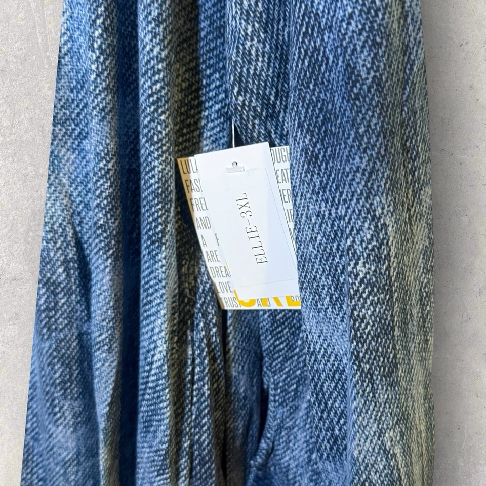 Vestido Camisa LuLaRoe Nuevo con Etiquetas Vestido Ellie Talla 3XL Azul Y Blanco Denim Look Estampado Foto 2 de 4