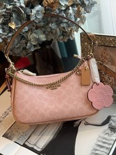 COACH TERI SHOULDER BAG IN SIGNATURE CANVAS CEA20 Pink Powder NWT