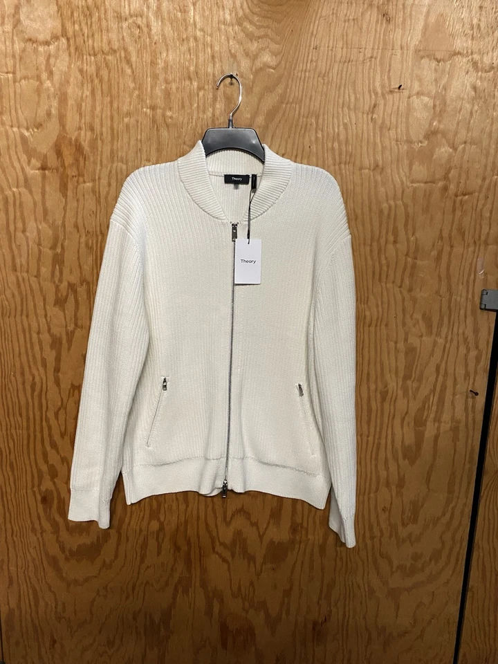 Theory Men’s Ryke Cashton Rib Cotton & Cashmere Blend Zip Up Cardigan L . $365 - Image 4 of 4