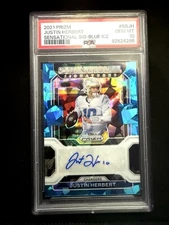 2021 Panini Prizm - Sensational Signatures Justin Herbert  Blue Ice  /75 PSA 10 