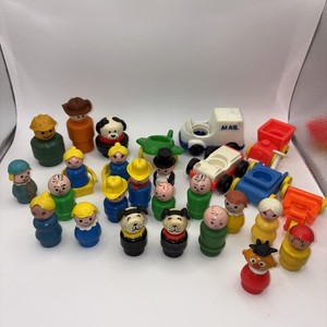 Vintage 1970's Wood Fisher Price Little People & Accessories Large Lot!