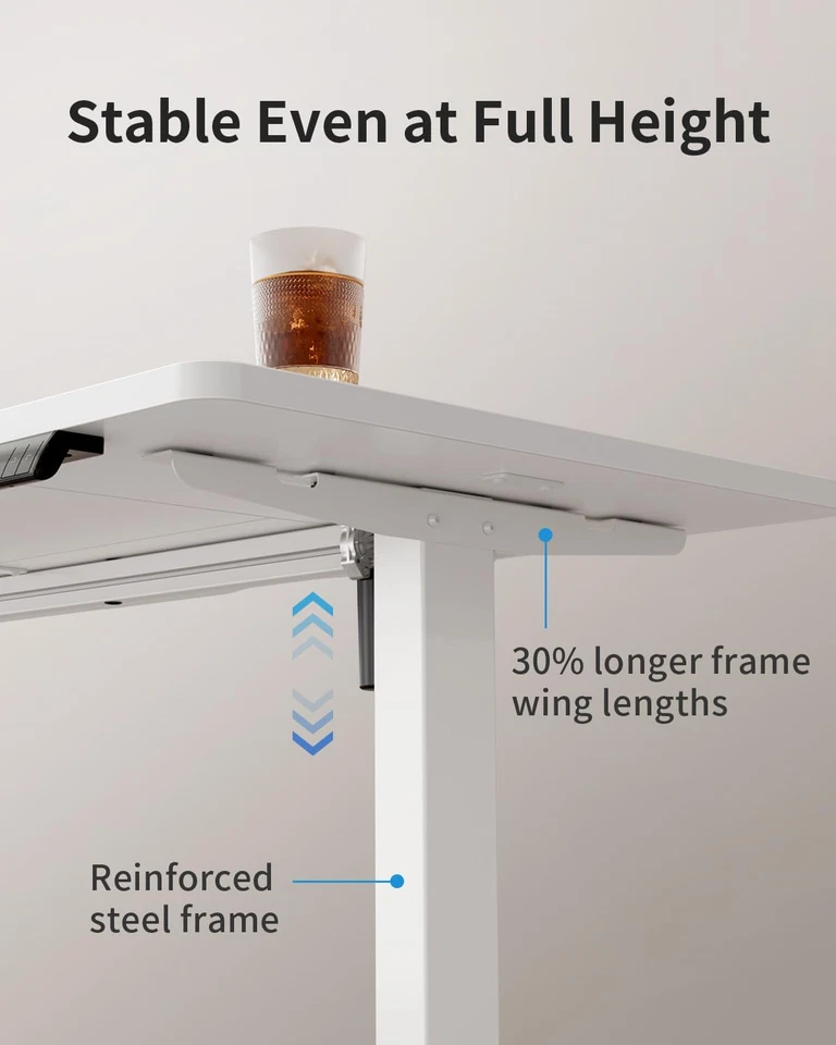 Höhenverstellbarer Schreibtisch mit USB-A und USB-C-Ladeanschlüssen 160 x 80 cm - Bild 3 von 4
