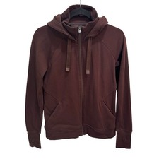 Athleta Triumph Hoodie Brown Womens M Full Zip Sweatshirt Jacket Pockets