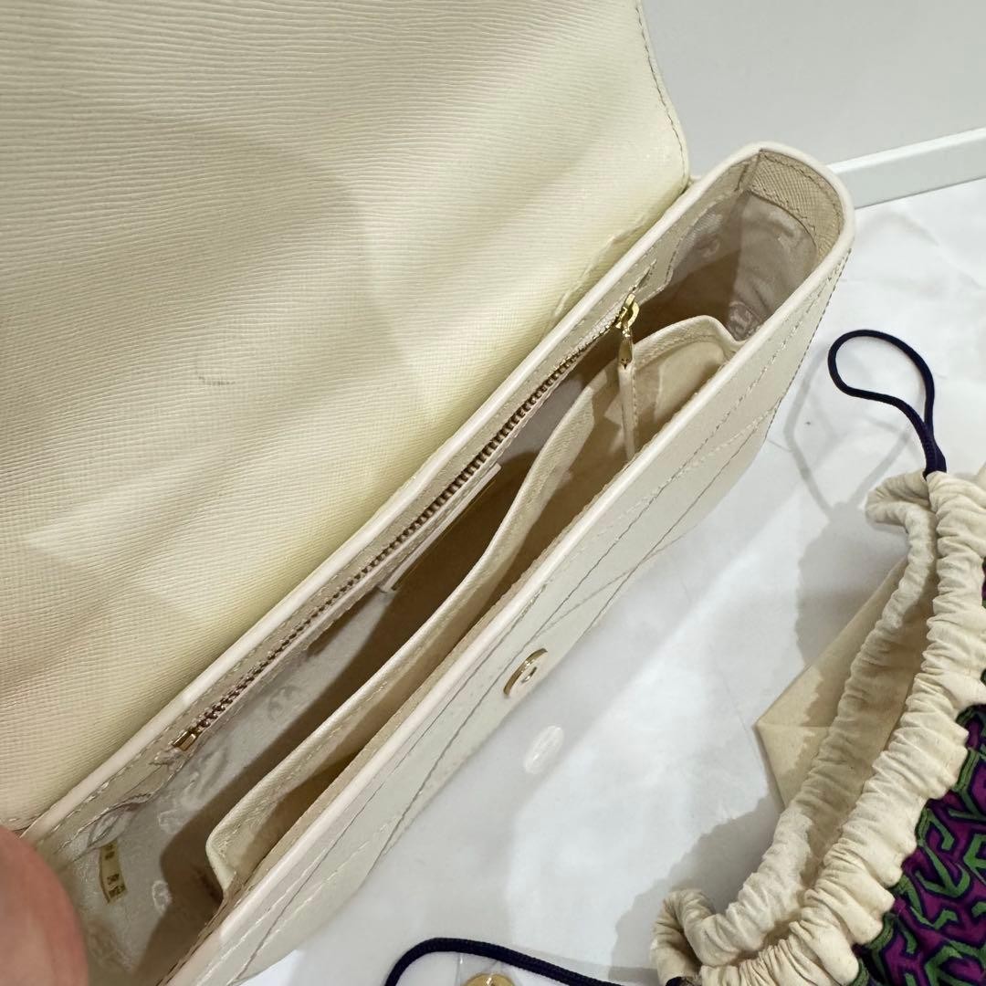 Tory Burch Chain Shoulder Bag Clutch Bag Leather White Women's From Japan thumbnail 5