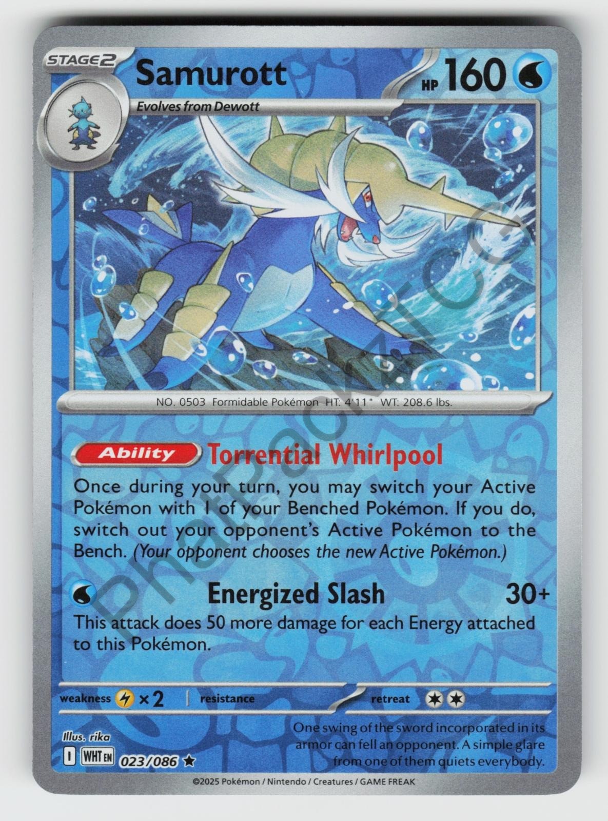 Samurott 023/086 White Flare R Reverse Holo NM/M Pokemon