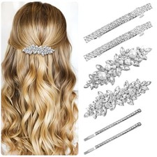 6 Pcs Rhinestone Hair Clips for Women,Sparkly Bling Hair Clips with