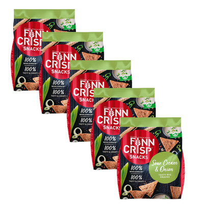 5x Finn Crisp Rye Snacks Sour Cream & Onion 150g | Full Grain Rye Chips Nordic