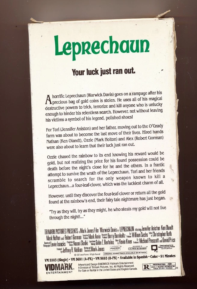 Leprechaun Promo Screener US VHS Video Warwick Davis Jennifer Aniston 1993 - Image 2 of 4