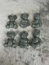 Vintage Homco Set of 6 Mini Teddy Bear Wall Plaques Décor w/Antique Finish #7505