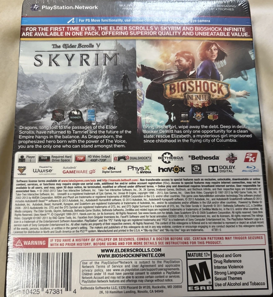 (SEALED)The Elder Scrolls V: Skyrim/BioShock Infinite (Sony PlayStation 3, 2014) - Image 2 of 3