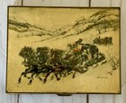 Brass Cigarette Case Polish Winter Sleigh Hand Painted Enamel Dionysius