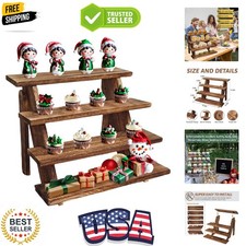 Wooden Cupcake Stand - 4 Tier Cupcake Display Stand, Rustic Tiered Display St...