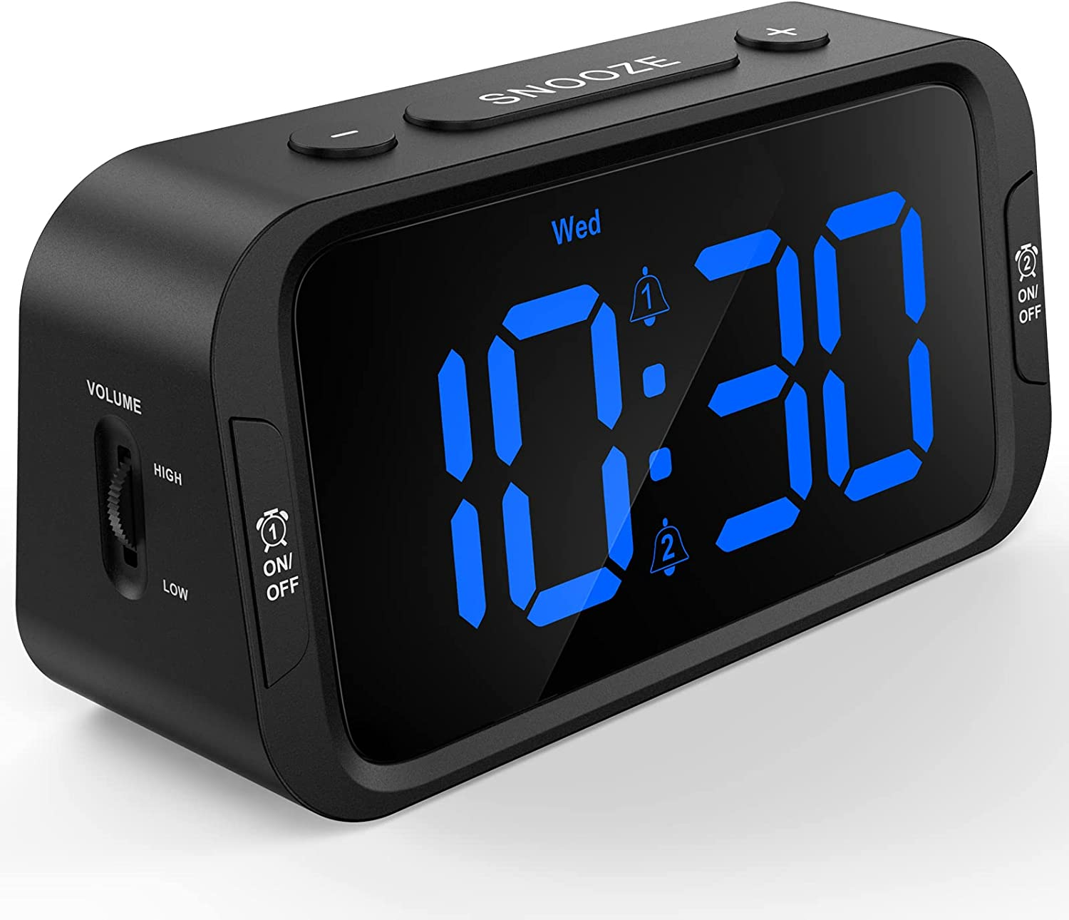 Digital Dual Alarm Clock with Dimmer & USB Charger for Bedroom