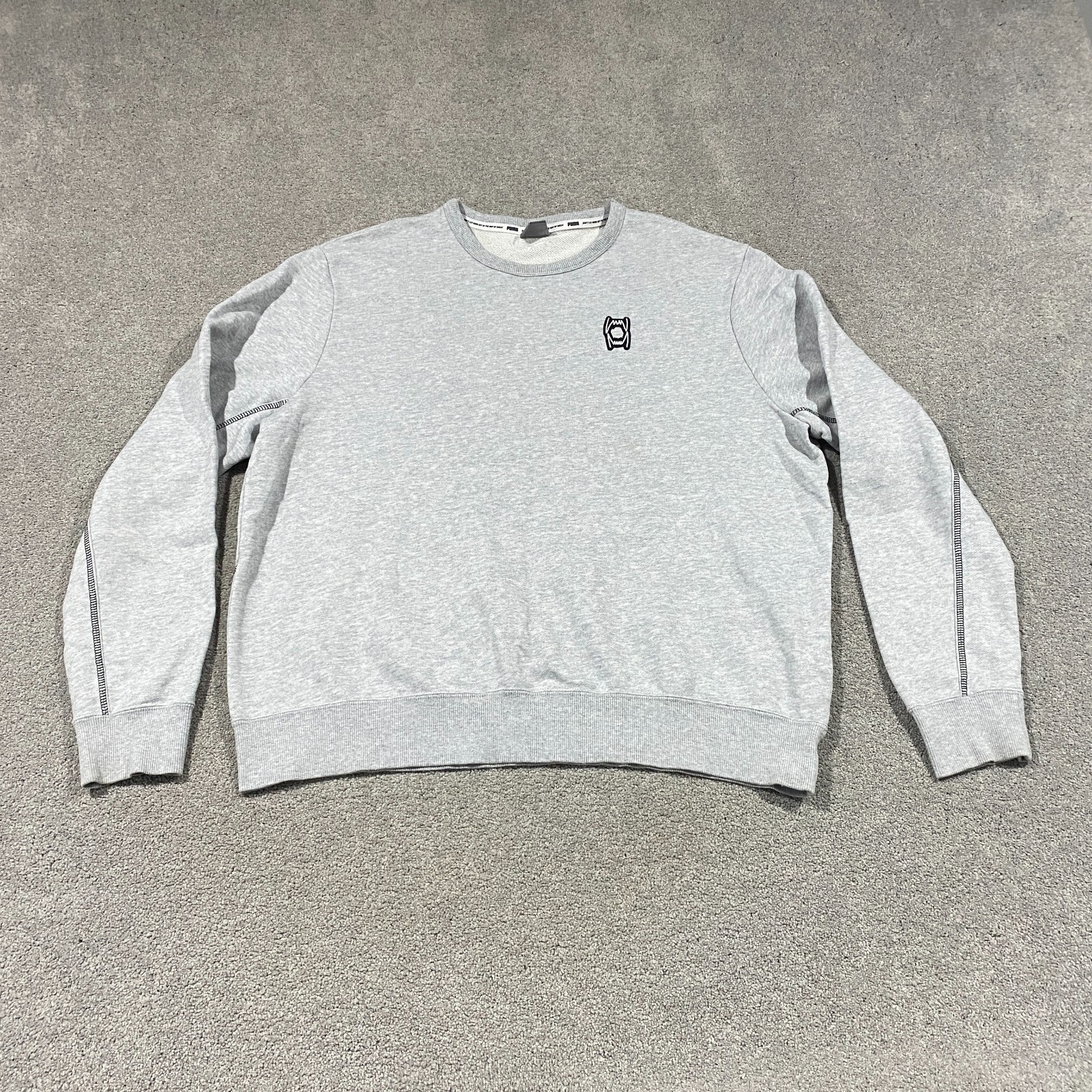 Puma Pivot Basketball Sweatshirt Men XL Grey French Terry Crewneck Jumper Sporty thumbnail 2