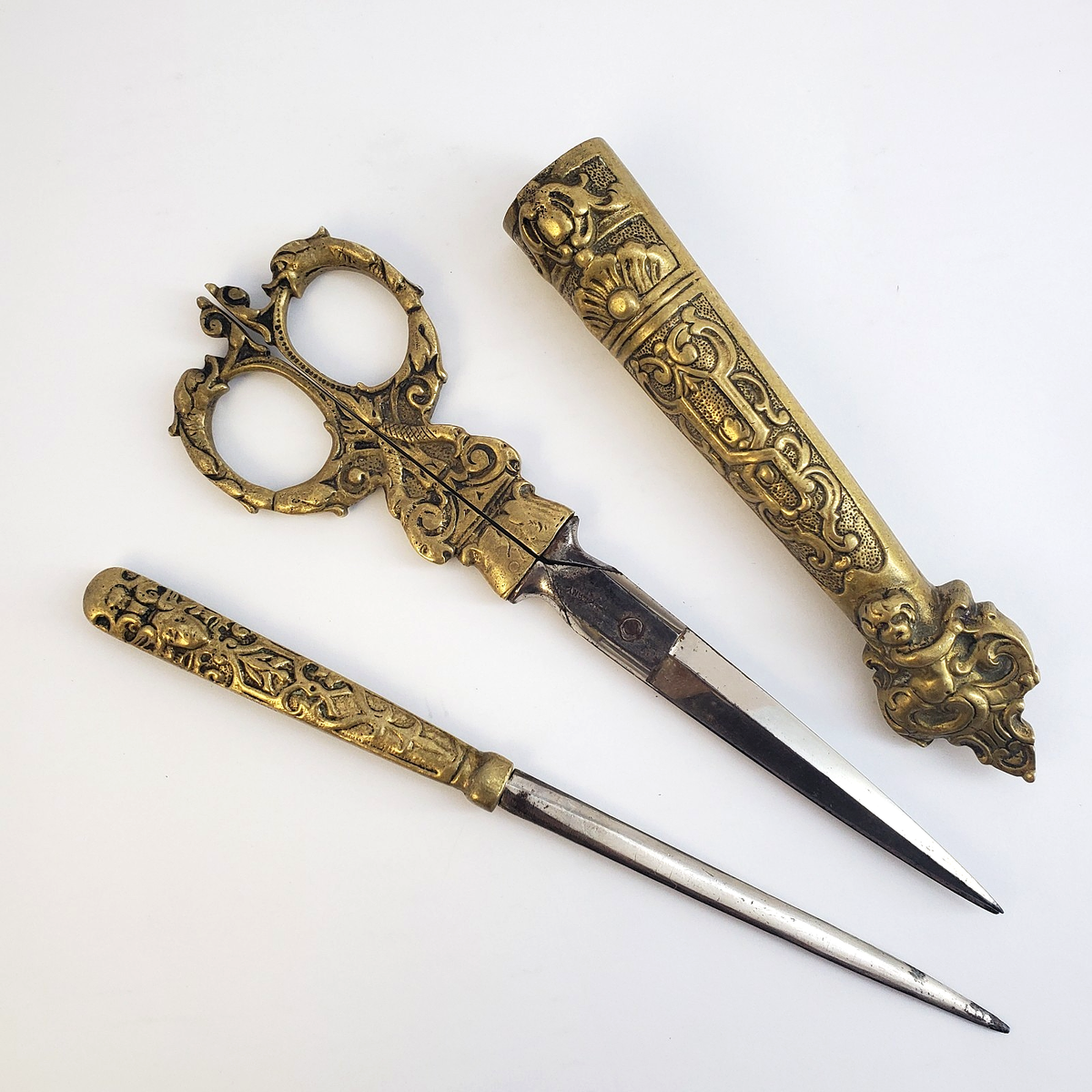 Antique Julius Hammesfahr German Scissors &Sheath AUG. KNECHT