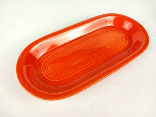 Vintage 1938-1944 Genuine Fiesta HLC USA Utility Tray Radioactive Red 10.5"