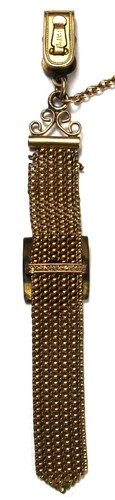 4" SOB & Co Pocket Watch Gold Filled Mesh Fob w/ Buckle - Vintage - Picture 5 of 5
