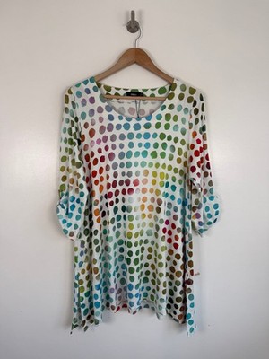Ralston Tunic Top Size Small Rainbow Polka Dot Blouse Long Oversized Jersey