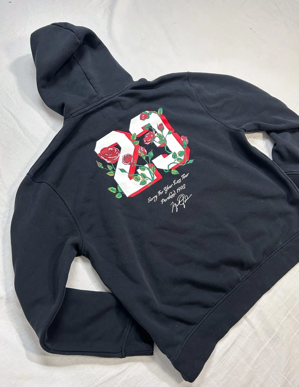 SUPREME Felpa con cappuccio Nike Air Jordan taglia L rosa ricamata scusa per la tua perdita tour