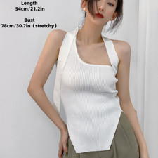Lady Clubwear Crop Camisole Halterneck Knitted Vest Bodycon Corset Harajuku Tops