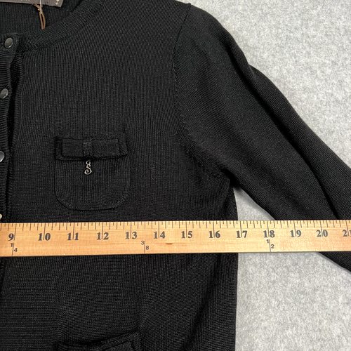 Seventy Womens 3/4 Sleeve Round Neck Cardigan With Pockets Black Size 8 US NWT - Picture 13 of 14