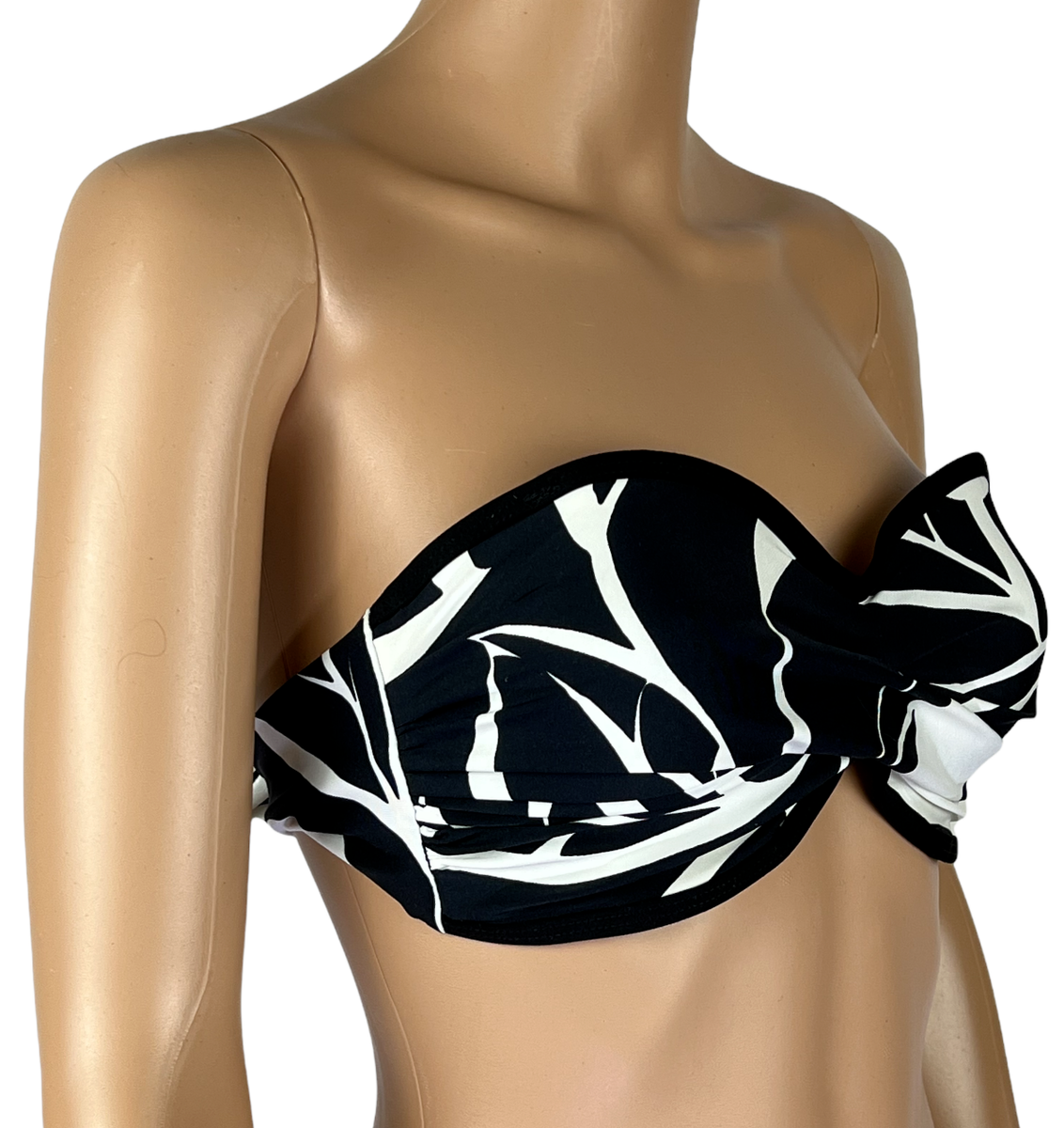 JAG Swimsuit Top Floral Bikini Small Black White Womens Bandeau