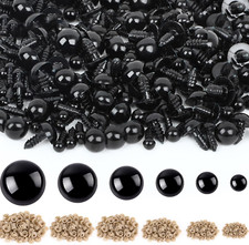 600 Pieces 6-16MM Safety Eyes with Washers Black Plastic Safety Eyes for Amiguru