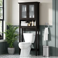 Over the Toilet Storage Cabinet, over Toilet Bathroom Organizer with Glass Doors