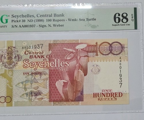 1998 SEYCHELLES 100 RUPEES PMG68 EPQ SUPERB GEM UNC【P-39】 - Picture 3 of 4