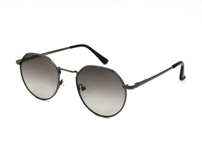 Lenskart Vincent Chase Unisex Round Metal Sunglasses, Gunmetal / Gray Grad. #95