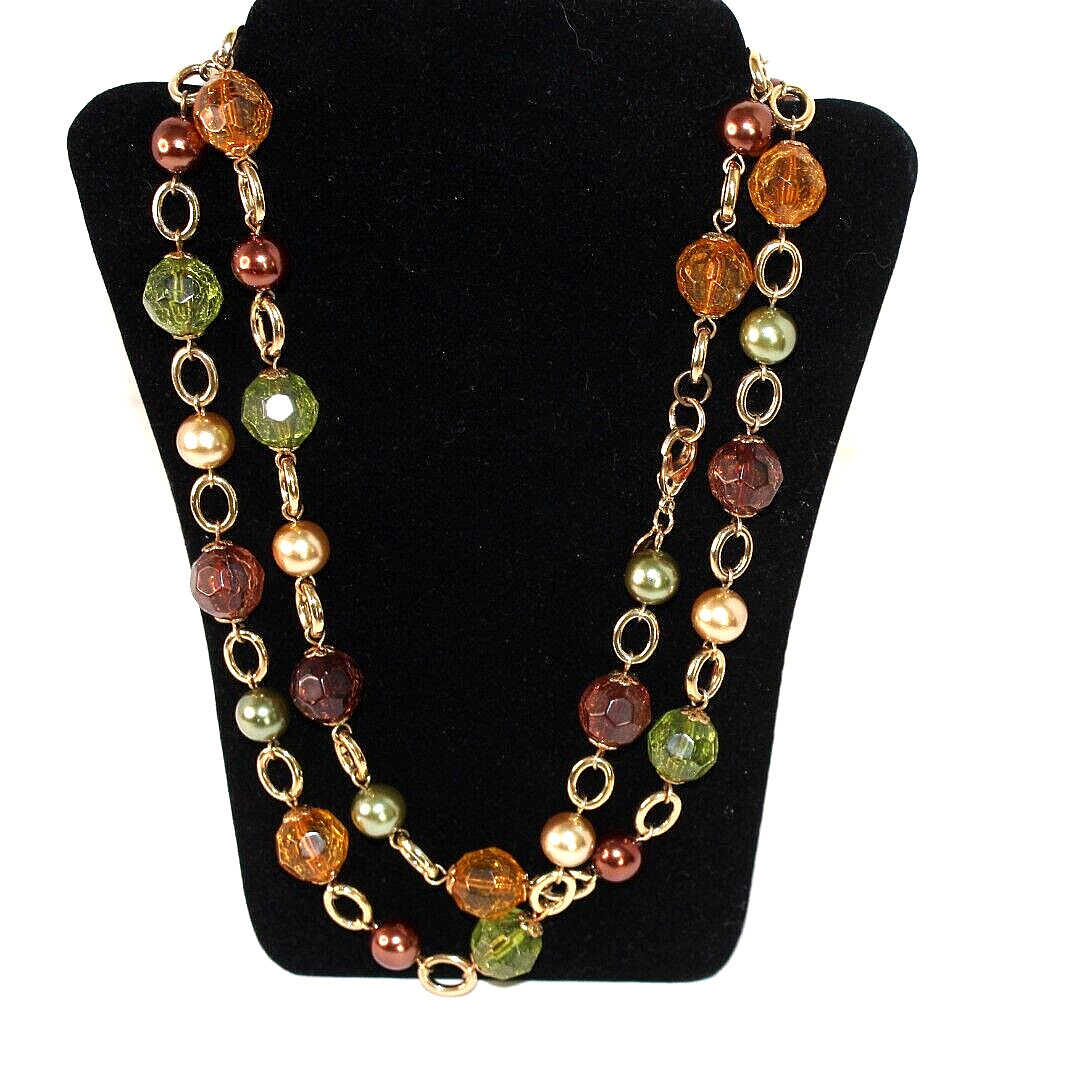 J Lane KLJ 42" Glass Beads and Faux Pearl Necklace eBay