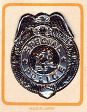 Vintage Police Badge on Store Display Card for Kids 1950's Japan Metal Tin Toy B