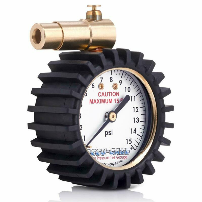 AccuGage Fat Bike Presta Valve Low Pressure Bicycle Tire Gauge, 15Psi