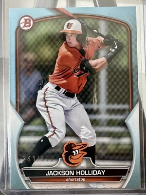 2023 Bowman Jackson Holliday Sky Blue bp-20 Baltimore Orioles /499