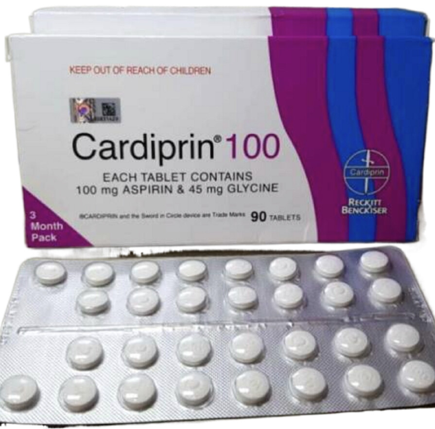 2 Boxes Cardiprin 100 (90 tablets) Aspirin & Glycine Inhibits Blood