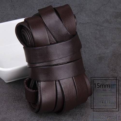 Real Leather Cowhide Cord Rope Straps Flat Tape Trimming Ribbon DIY Sew Quality - Bild 41 von 60
