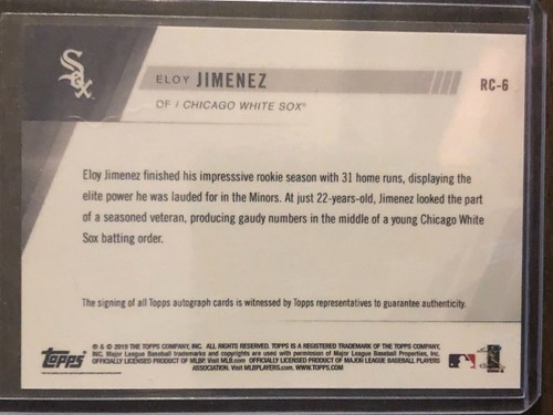 2019 Topps Now #RC-6 Eloy Jimenez Chicago White Sox RC PLATINUM MEMBER - Picture 2 of 2