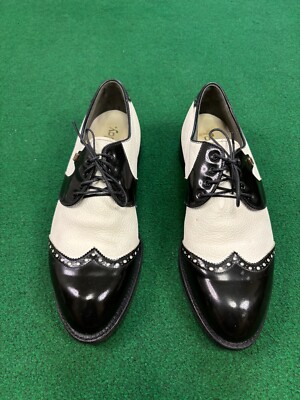Vintage FootJoy Black & White Leather Men's 10 C Golf Shoes