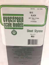 Evergreen Scale Models Black Styrene Sheets 6 x 12in 15.2 x 30.5cm .040in . 9515